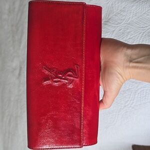 Yves Saint Laurent Glossy Red and Black Wallet